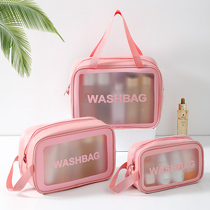 Makeup Bag Mesh Red Ins Wind Travel Cosmetic Bag Portable Containing Large Capacity Waterproof Transparent Wash Bag Men and women