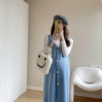 2021 new autumn and winter maternity suit suit gentle wind small man age reduction vest skirt base shirt two-piece suit