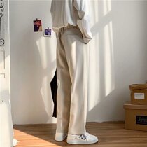 Pants mens spring and autumn Korean version of the trend straight tube khaki white drape loose sagging feeling thin small suit pants
