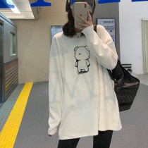 Pregnant women's mothers wear loose velvet bottoming shirt autumn and winter 2021 new long sleeve long T-shirt warm inside jacket