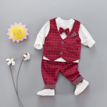 Childrens spring and autumn vest suit 6 baby 1-3 year old baby birthday dress 2 male boy handsome suit tide