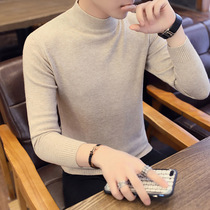 Mens half-turtleneck sweater autumn and winter clothes new trend sweater Korean line clothes warm base shirt coat men