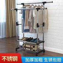 Clothes rack Floor stainless steel lift folding indoor and outdoor balcony Clothes rack Bedroom simple hanging clothes hat rack