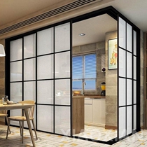 Very narrow triple linkage glass sliding door narrow frame sliding door partition cloakroom open kitchen balcony sliding door