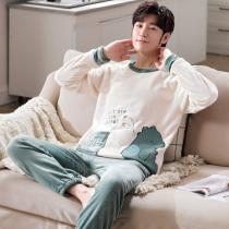 Mens pajamas autumn and winter coral velvet padded velvet cartoon youth flannel home suit autumn and winter