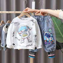 Boy suit Spring style 2022 new spring autumn season baby net red fried street sweatshirt wave handsome children with two sets