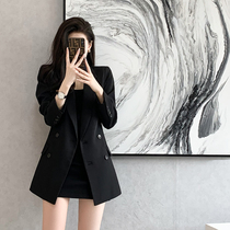 Black small suit jacket female professional royal sister wind 2021 autumn and winter New Korean loose casual suit jacket