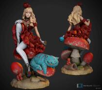 Alice in Wonderland dual version 3D printed model data stl figure high-definition material file