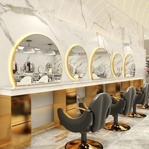 Barber shop new round mirror table hanging wall hair salon dedicated modern simple hair salon mirror table smart touch screen round