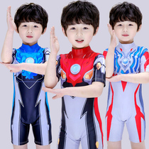 Childrens swimsuit pants Boy one-piece Ultraman clothes Boy swimsuit quick-drying sunscreen children Superman Spider-man