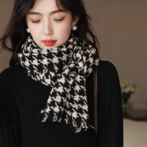 Heavy pure cashmere warm spoiling super soft super warm ~ thousand bird grid tassel edge warm scarf shawl female winter