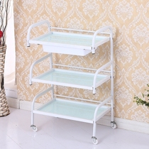 Beauty cart three-layer with drawer beauty salon trolley hairdressing tool cart nail rack tattoo fire can
