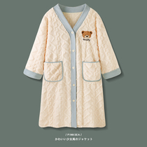 (Designer Series) nightgown female winter long thick warm bathrobe 2021 new coral velvet pajamas