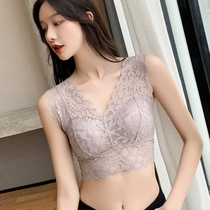 Lace beauty back chest underwear women without steel ring with chest pad sexy gathering chest wrap anti-light sling vest bra