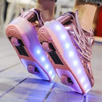 The outing shoes female summer Net red male students can collect the wheel children summer adults hidden roller skates can collect skates