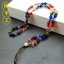 Mobile phone chain lanyard hanging neck crystal chain long pendant rhinestone womens pendant fashion handmade necklace anti-lost general trend