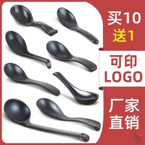 10 packed frosted melamine spoons black plastic soup spoons commercial hook spoon ramen imitation porcelain spoon