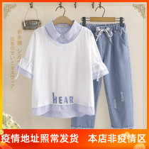 Junior High School Casual Suit Women 2022 New Adolescent Girls Summer Two Sets College Wind Middle School Girls Summer Dress Women Suit