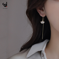 Summer style Ginkgo Biloba Ears Thread 2021 New Tide-in-stream Sueardrops Superior Sensation Temperament Ear Chain Earrings Woman