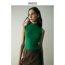 INSIS FEMME acetate in high collar sleeveless knitted blouse Women 2022 Summer new body slim fit