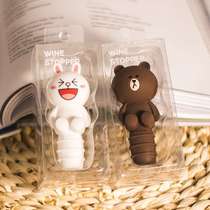 South Korea LINE FRIENDS with the same BROWN bear wine stopper fresh seal wine stopper wine cap