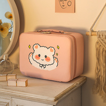 Cute large-capacity cosmetic bag oversized 2021 new female portable high-end sense with mirror storage box travel small box