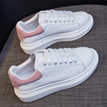 WUXIE British fashion McQueen white shoes tide leather casual shoes Joker platform shoes