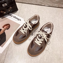 WUXIE Harajuku style retro sports running shoes chic leather casual shoes trend flat board shoes