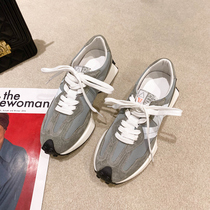 WUXIE European and American style frosted cowhide old father shoes ins tide breathable mesh casual platform shoes