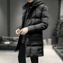 2021 new long down jacket mens winter coat down cotton jacket plus velvet thickening trend winter warm