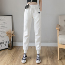Cotton sweatpants womens loose bunch feet autumn and winter casual New Fashion white little feet pants womens tide