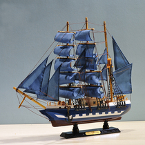 Mediterranean style sailing boat model ornaments wooden wine cabinet living room Plain Sailing crafts European style large simulation