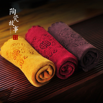 Ceramic story Tea towel Absorbent thick cotton linen Kung Fu tea props accessories Tea table towel Chinese style zen tea cloth
