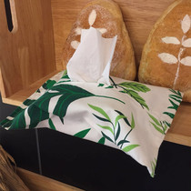 INS Nordic green leaves spring fresh cotton linen fabric paper box car towel set