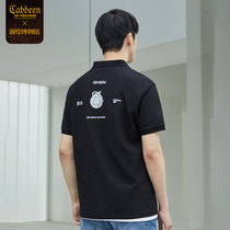 (Dunhuang Museum Joint Name) Cabin Men's Black Lapel Short Sleeve POLO Shirt Summer New Printed Cotton B