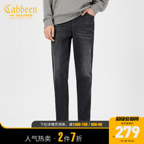 Cabbeen carbine mens black wash jeans 2021 autumn and winter New worn casual small feet trousers F