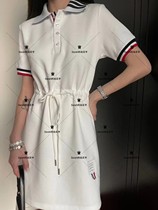 ThomBrowne dress 21 summer TB British college wind webbing polo collar knitted a-line skirt for women