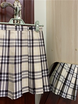 Spot American sweetheart grid skirt full spring and summer original jk uniform beige brown 2 pieces