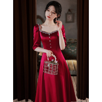 Toast to the bride High-level High-end Engagement Wedding Gown Wedding Gown woman Led Wine Red little subreddits for the summer