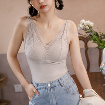 Lace knitted camisole vest female Spring and Autumn New base with slim vneck sleeveless jacket beautiful back wear