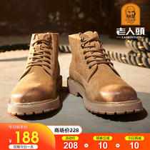 Old Man Head Martin Boots Men 2021 Autumn Winter High British Joker Outdoor Boots Plus Velvet Mid-Gang Boots