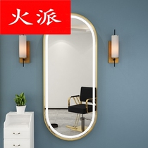 Barber shop mirror beauty salon special Net red desktop LED wall hair cutting mirror wall hanging