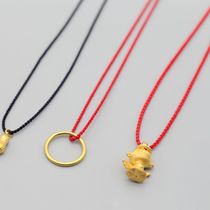 Necklace rope Female fine hand-woven red rope Necklace Gold Emerald Pendant ring Neck Year of Life Lanyard