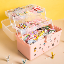Childrens hair accessories storage box girl baby hairclip rubber band headwear hair card ring dressing cute headrope jewelry box