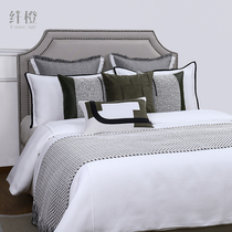 Soft decoration Model Room bedding multi-piece exhibition hall Villa pure white Green simple modern luxury bed