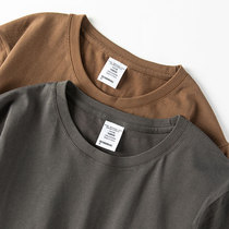 This is the temperament Mocha 200g heavy cotton round neck short sleeve T-shirt solid color thick impervious top