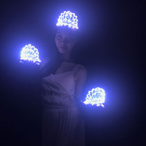 LED Charging Luminous Crown Bar Ktv Nightfield Out Wine Flowers Queen Crown Head Stirrup Wearing Crystal Head Ornaments