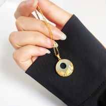 Natural Hetian jade ping an clasp pendant gold set jade ping an lock necklace womens sterling silver jade jade pendant gift for mother