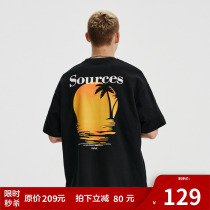 FPA Sunset Sunset Printing Short Sleeves Guoxide Current Couple Summer Semi - sleeved T - shirt Men