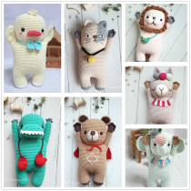 Crochet diagram Raise hands to raise happy small animals Series 7 cats rabbits bears dinosaurs ducks ducks Lion weaving dolls tutorial